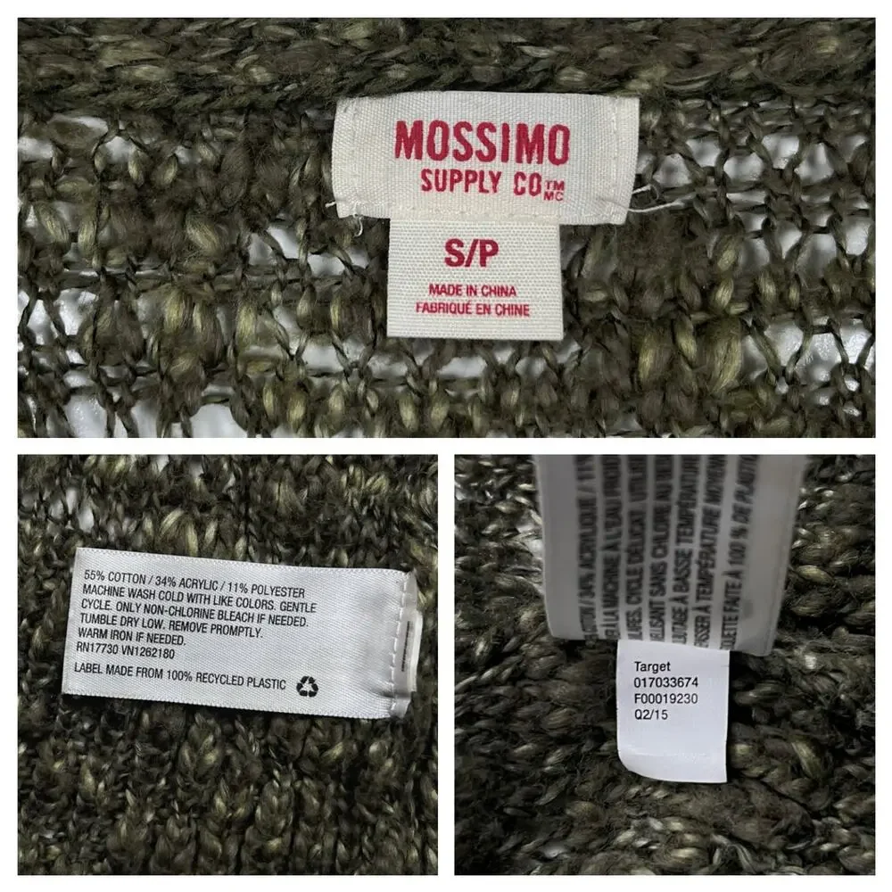 Mossimo Supply Co. Open Knit Long Cardigan Maxi Sweater Green Small